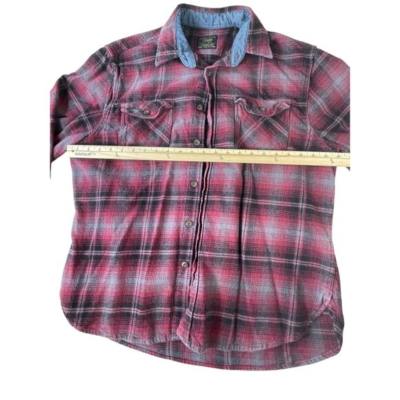 JACHS Heritage Flannel Mens XL Shirt Red Gray Plaid Button Up Long Sleeve Casual - Picture 12 of 13